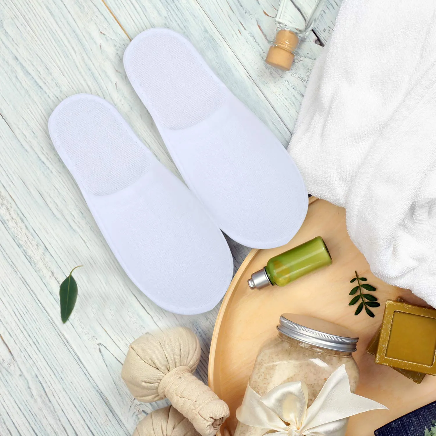Aneco 12 Pairs Disposable Spa Slippers Fluffy Closed Toe Spa Slippers for Hotel, Home, Guest Use, Fits up to US Men Size 10 and Women Size 11 10-11 Women/10-11 Men