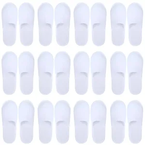 Aneco 12 Pairs Disposable Spa Slippers Fluffy Closed Toe Spa Slippers for Hotel, Home, Guest Use, Fits up to US Men Size 10 and Women Size 11 10-11 Women/10-11 Men