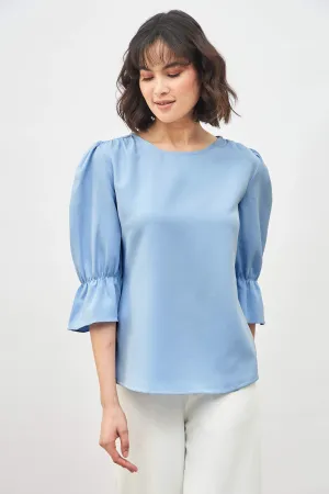 Ardent Boat Neck Top-Sky Blue