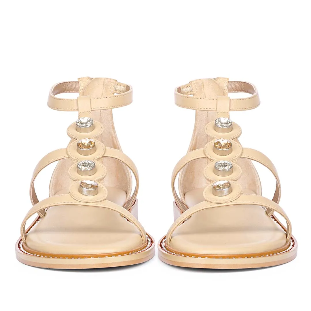 Arlia Rivoli Stone Studded Natural Leather Sandals