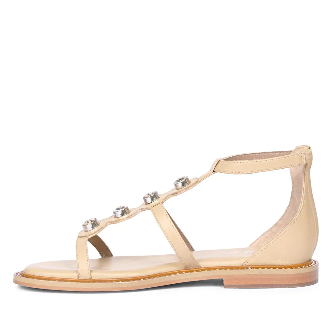 Arlia Rivoli Stone Studded Natural Leather Sandals