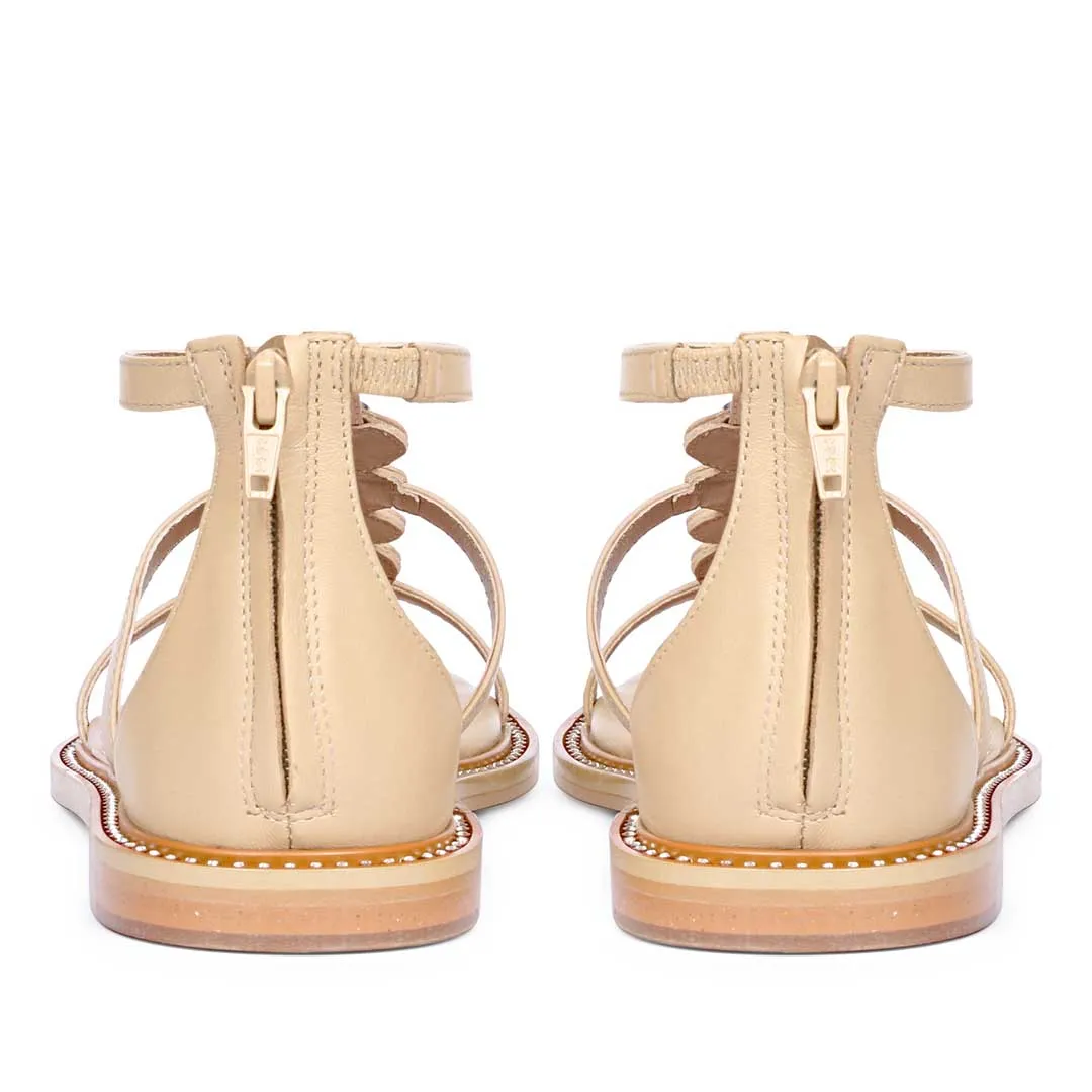 Arlia Rivoli Stone Studded Natural Leather Sandals