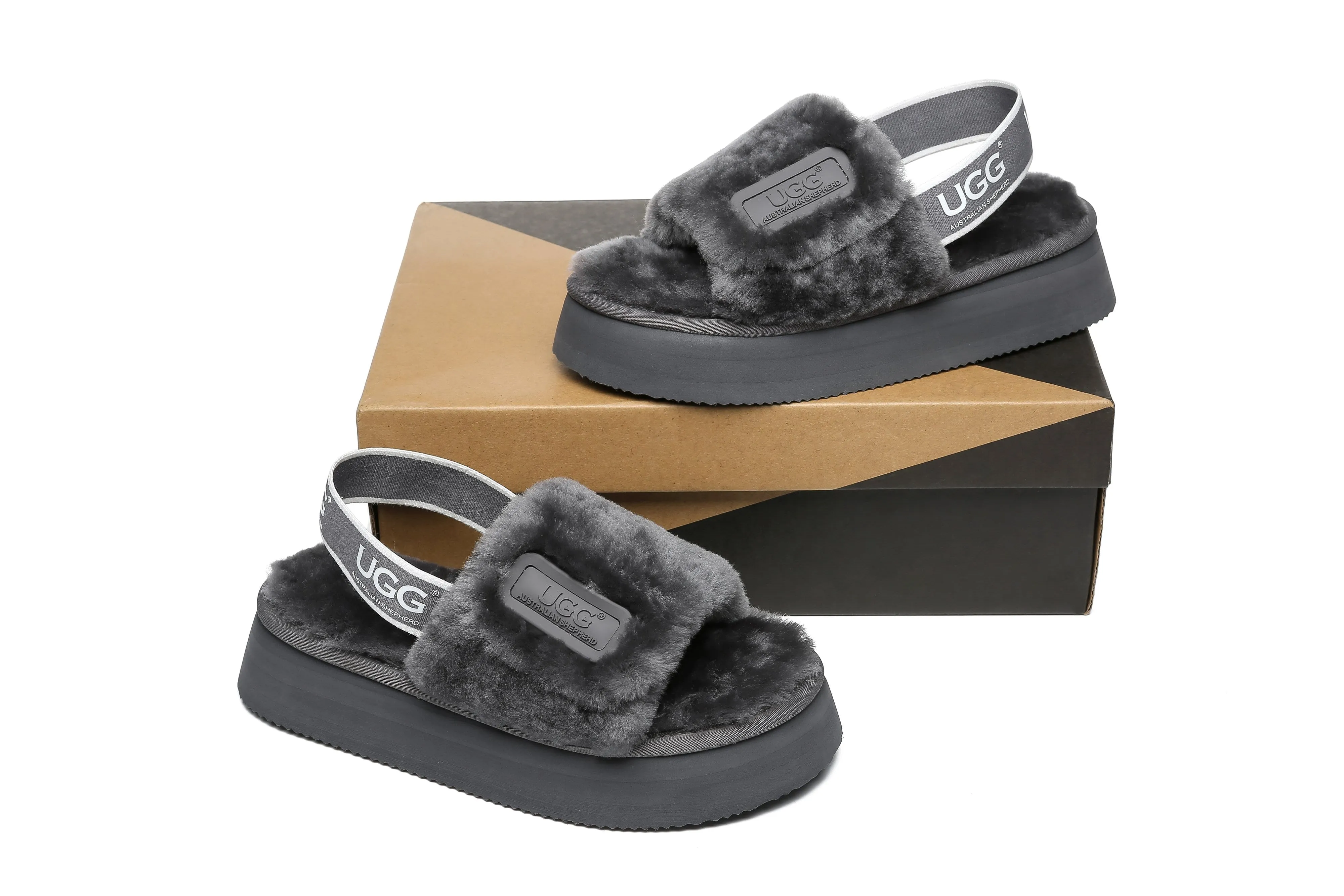 Australian Shepherd® UGG Women Platform Fluffy Slide Poppin