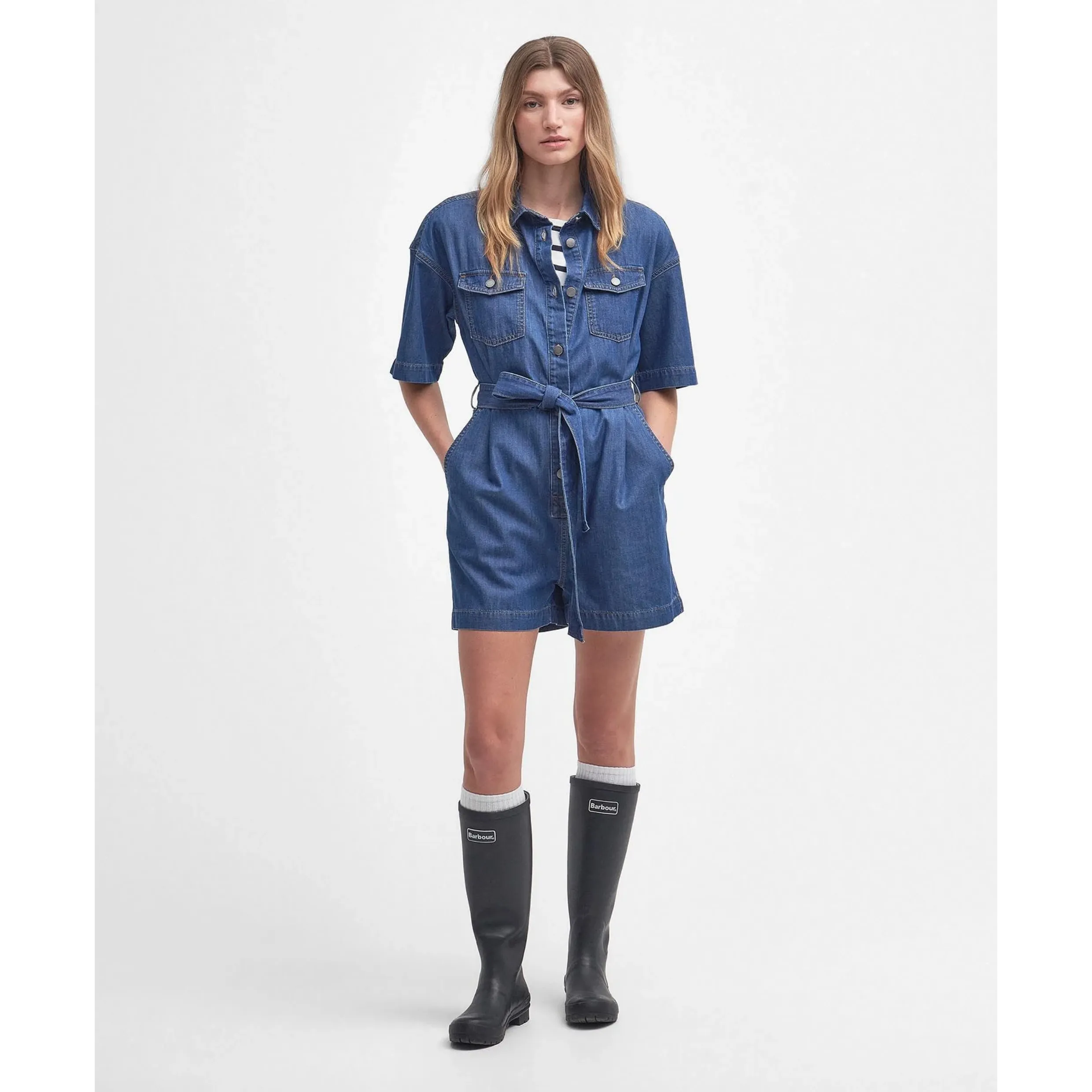 Barbour Evelyn Denim Playsuit Authentic Wash LDR0814IN52
