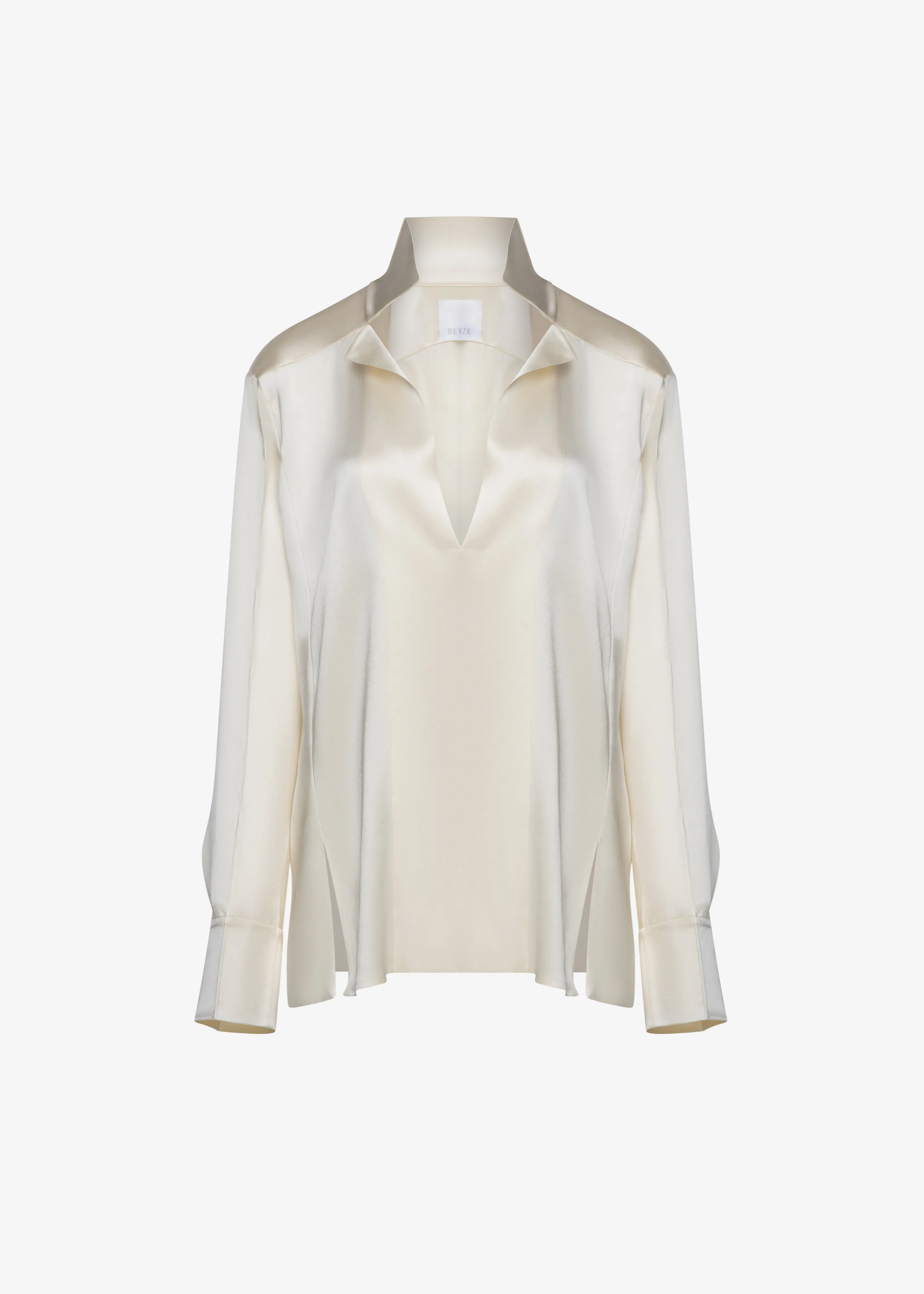 Bevza Stand-Collar Blouse - Vanilla
