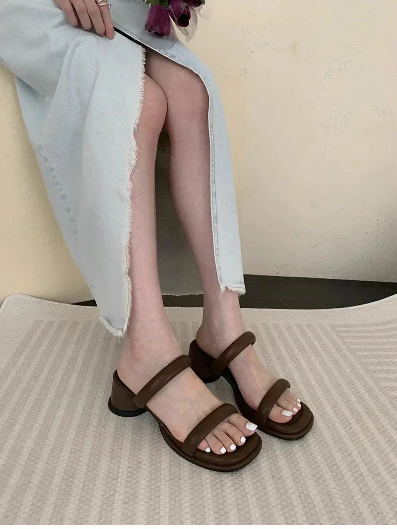 binfenxie Designer Summer Gladiator Women Slippers Fashion Elegant Open Toe Soft Sole Slides Ladies Outdoor Dress High Heel Sandalias