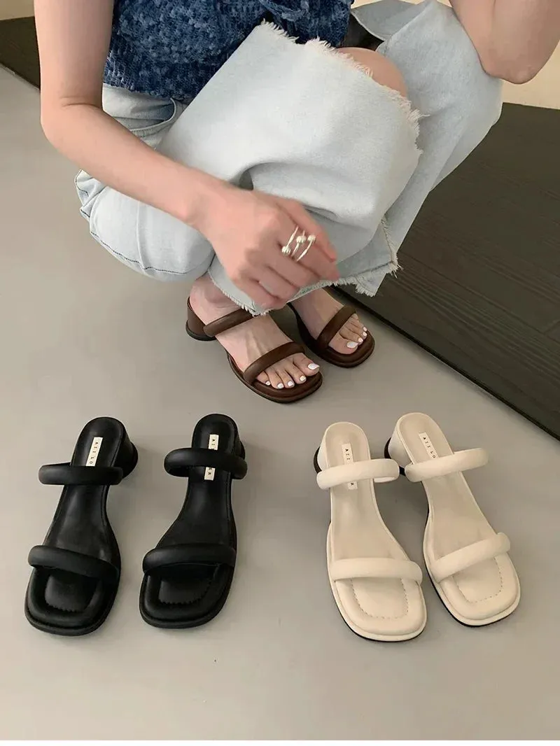 binfenxie Designer Summer Gladiator Women Slippers Fashion Elegant Open Toe Soft Sole Slides Ladies Outdoor Dress High Heel Sandalias