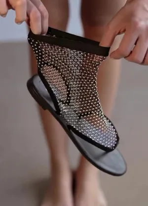 Black diamond sparkling sandals