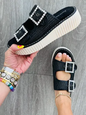 Black Into The Sun Wedge Sandals