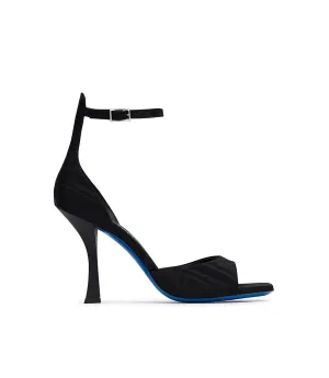 Black moiré fabric sandals