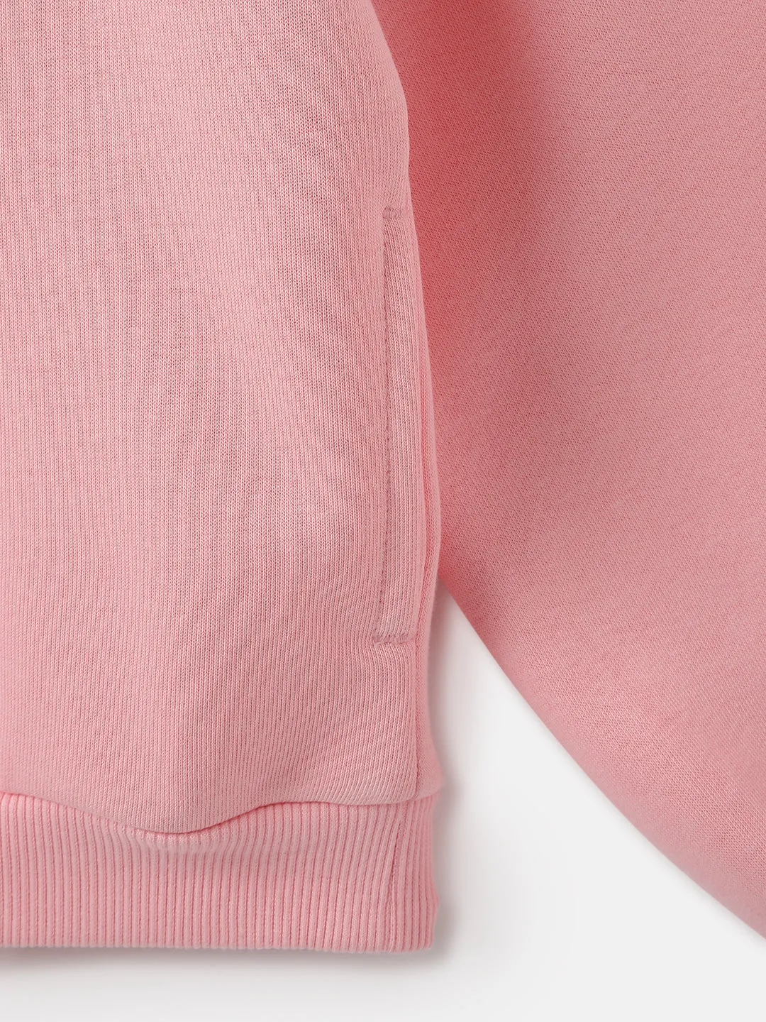 Blue Giraffe Girls Pink Solid Hooded Full Sleeves Sweatshirt