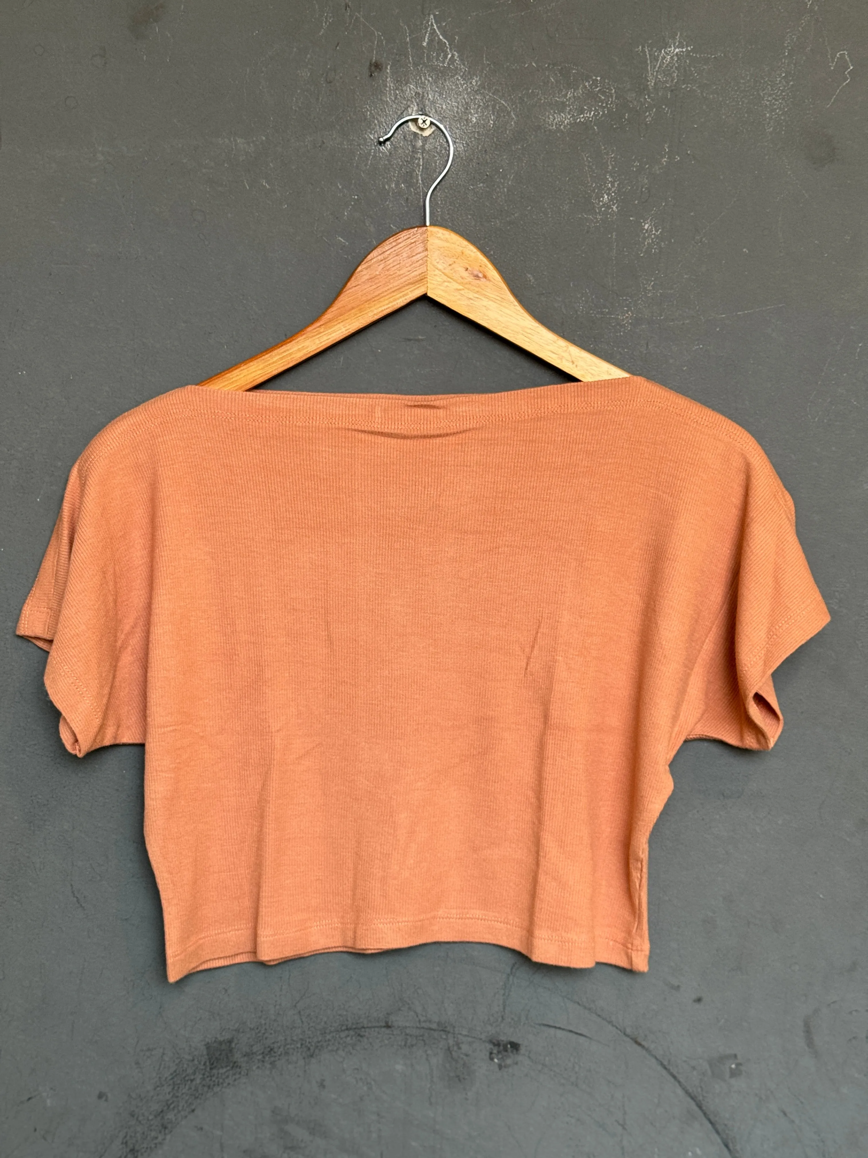 Boat neck textured stretchable free size crop top / blouse - multiple shades