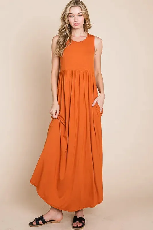 BOMBOM Sleeveless Maxi Dress with Pockets