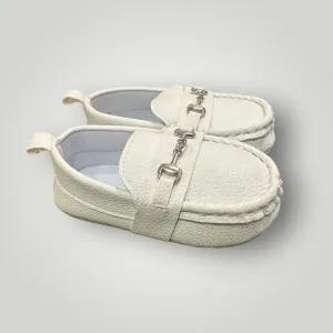 Boys Baby White Christening Loafers