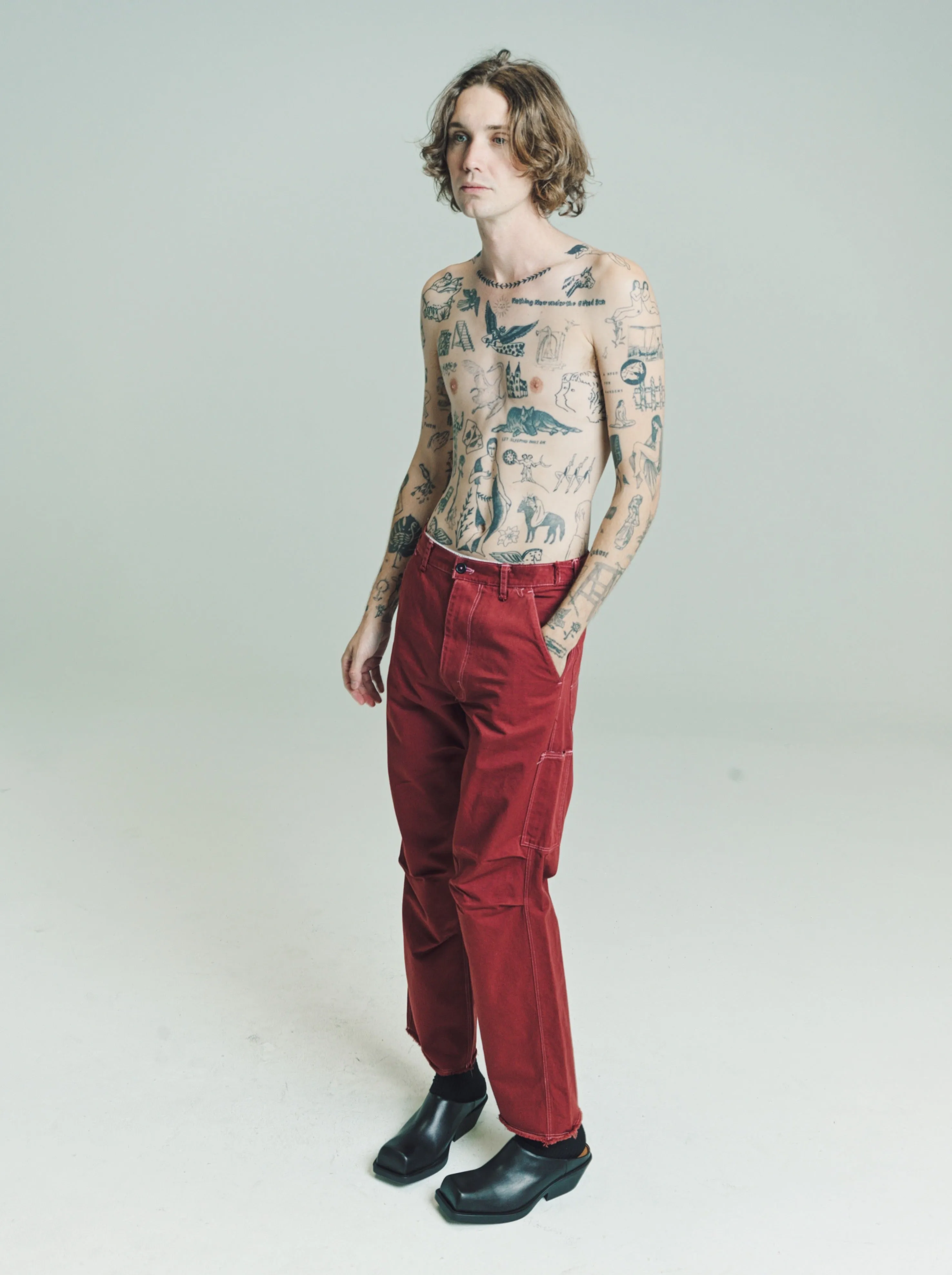 Brick Red Heavy Twill Worker Pants