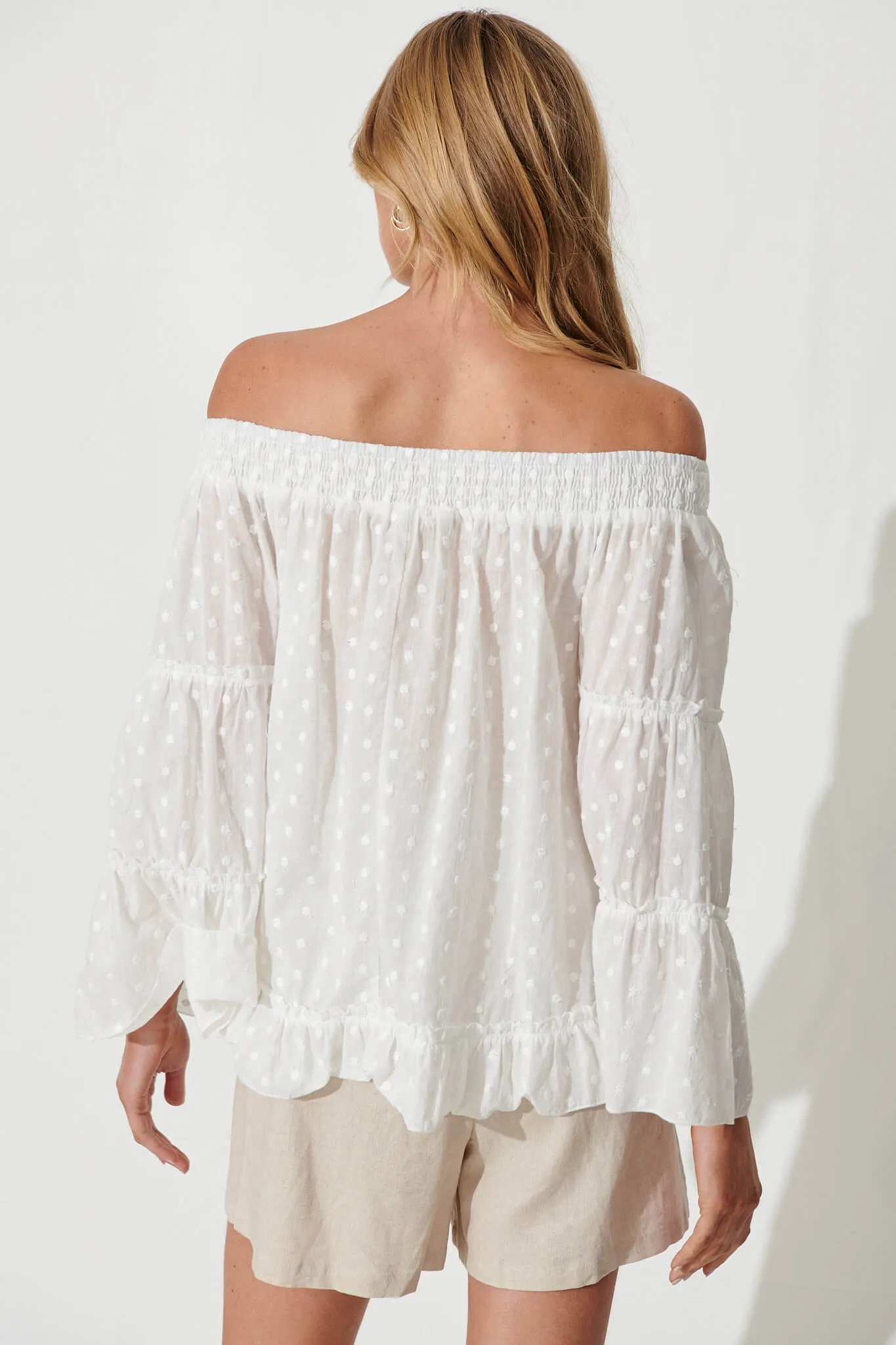 Casa Top In White Swiss Dot