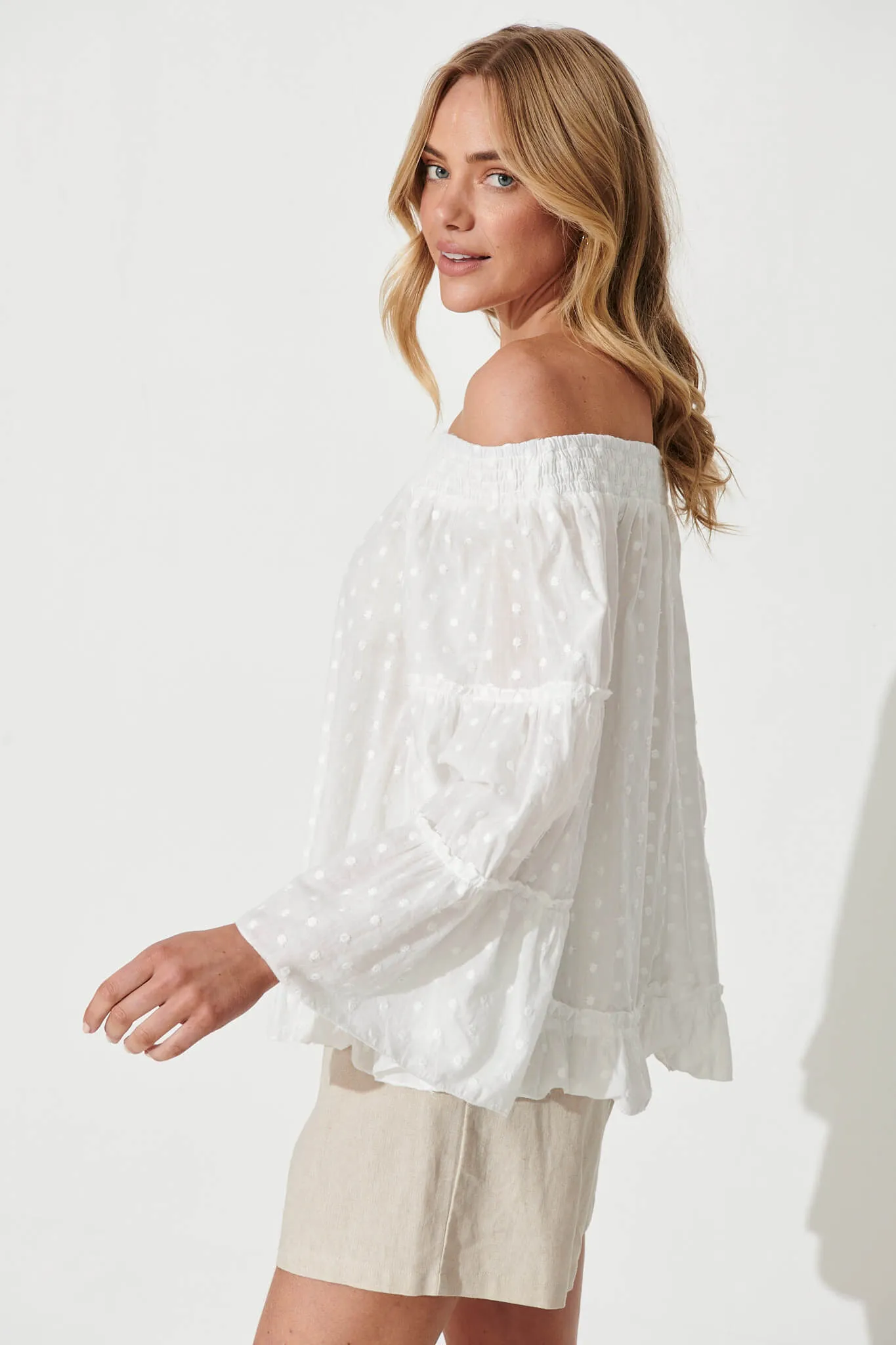 Casa Top In White Swiss Dot