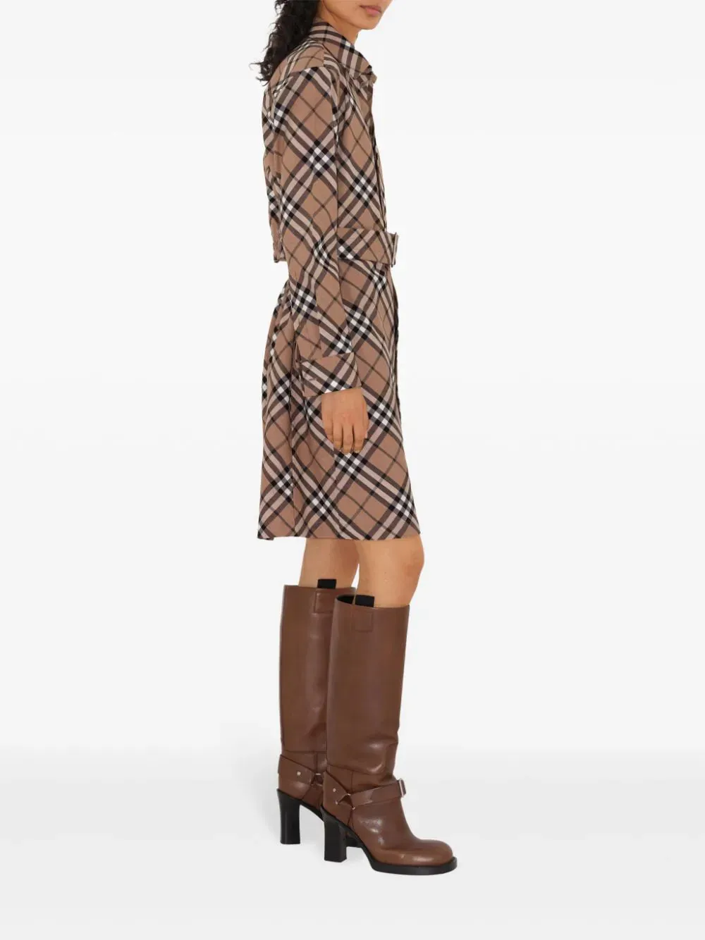 Check Wool Blend Shirt Dress
