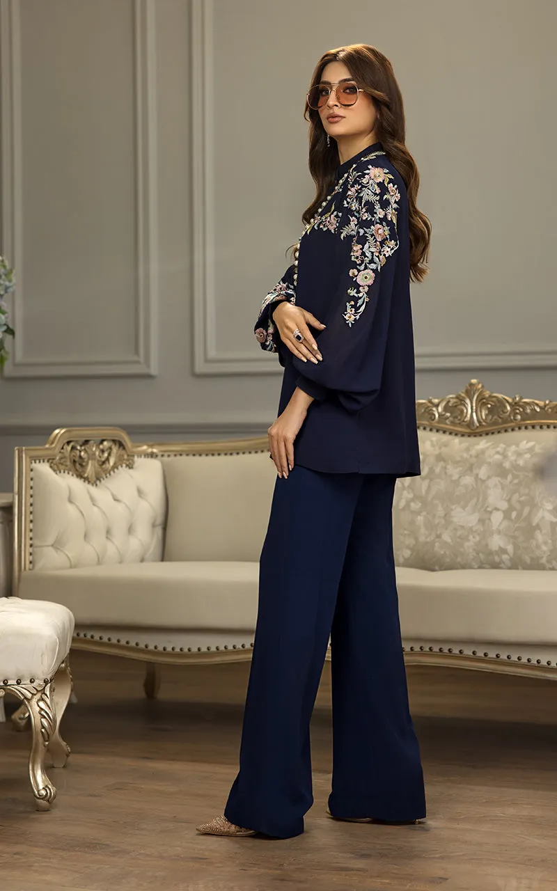 Chiffon Embroidered Top With Trouser