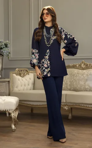 Chiffon Embroidered Top With Trouser