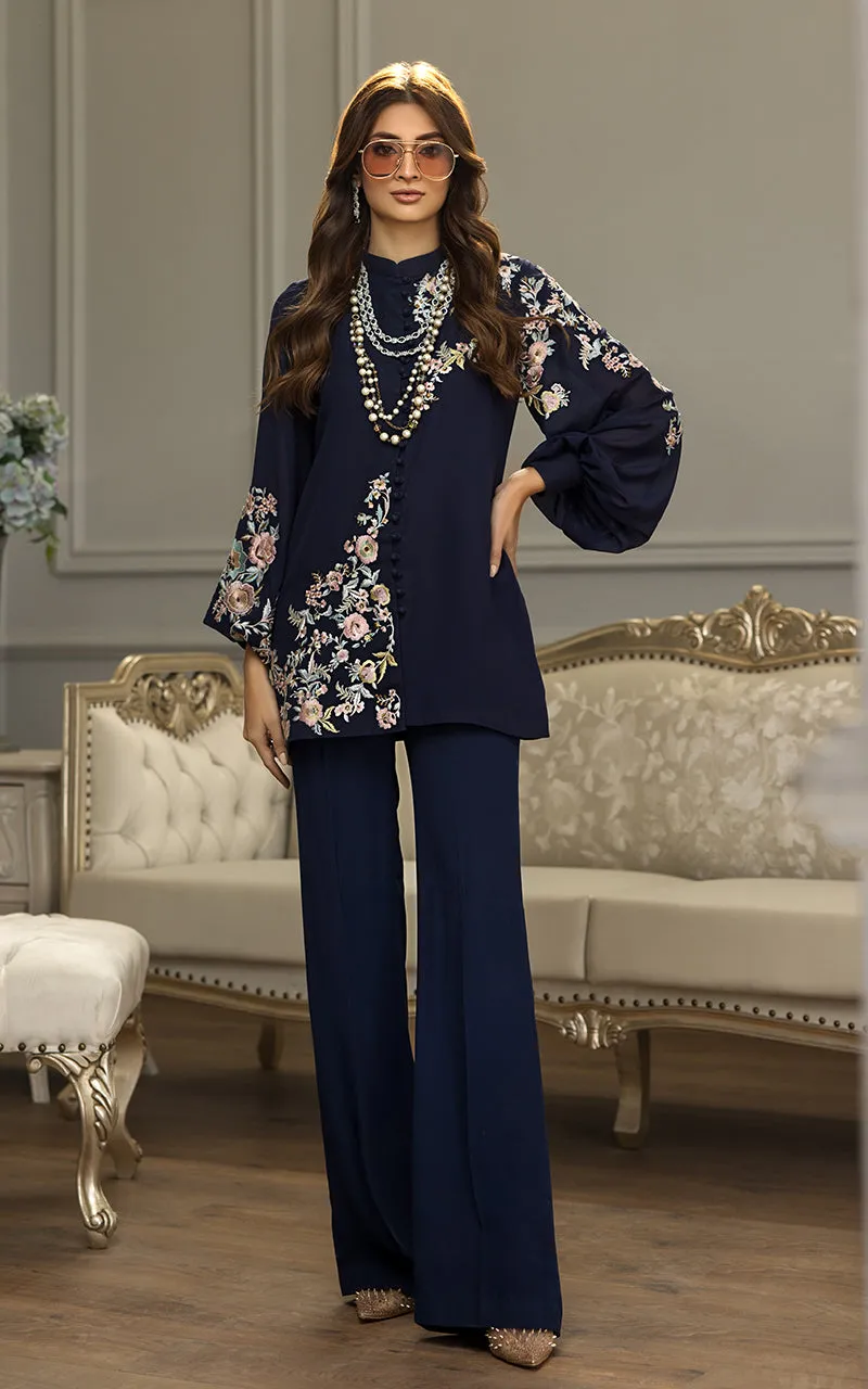 Chiffon Embroidered Top With Trouser