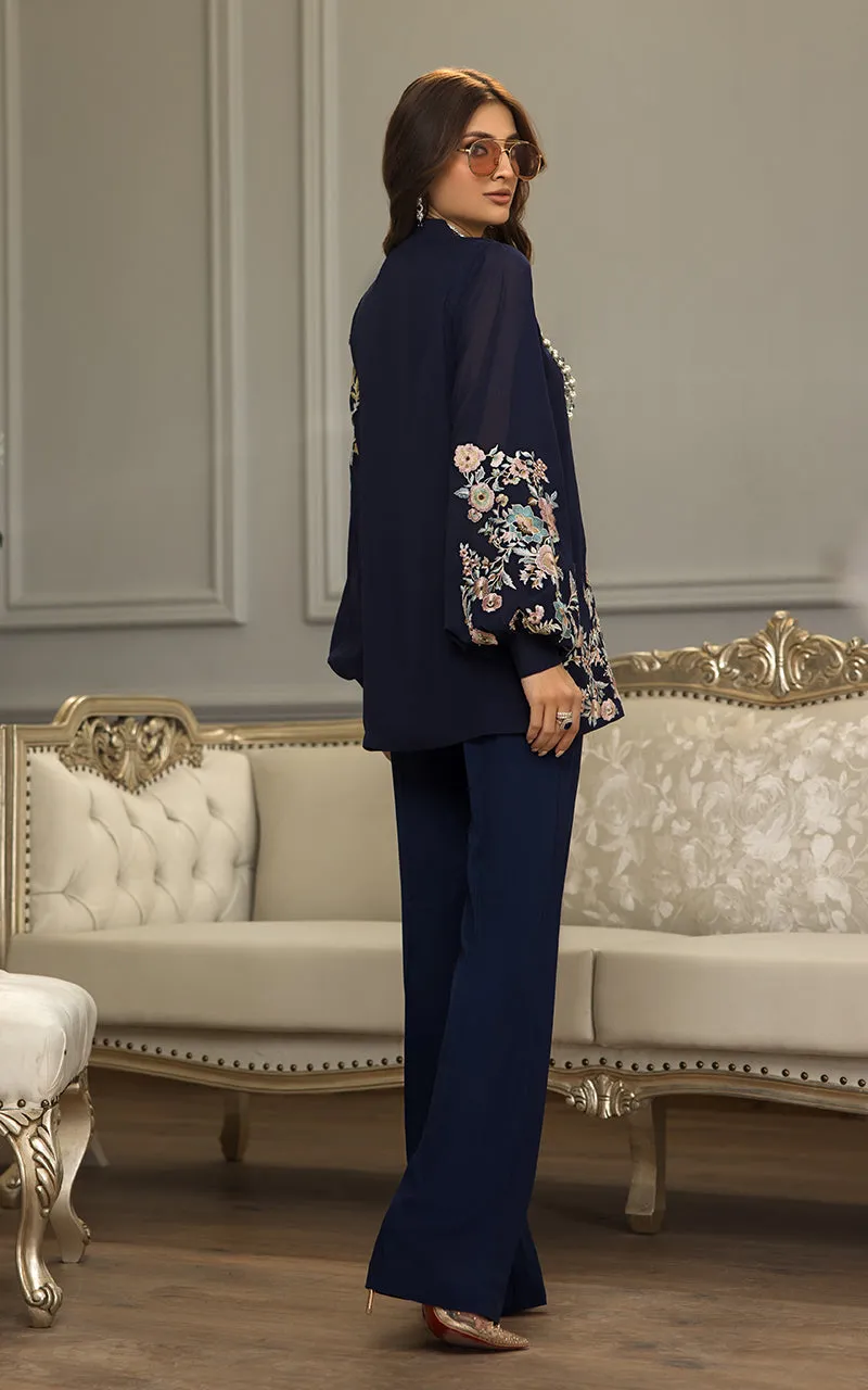 Chiffon Embroidered Top With Trouser