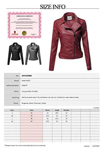 Classic Biker Jacket Various Colors Burgundy Size L