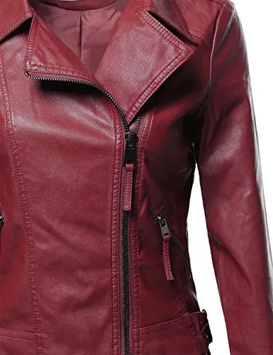 Classic Biker Jacket Various Colors Burgundy Size L