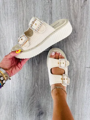 Cream Into The Sun Wedge Sandals
