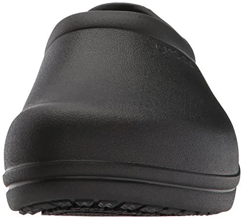 Crocs Men's and Women's On The Clock Clog | Slip Resistant Work Shoes, Black, 11 Women / 9 Men