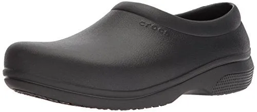 Crocs Men's and Women's On The Clock Clog | Slip Resistant Work Shoes, Black, 11 Women / 9 Men