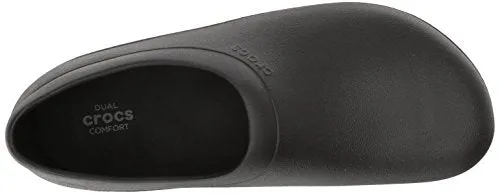 Crocs Men's and Women's On The Clock Clog | Slip Resistant Work Shoes, Black, 11 Women / 9 Men