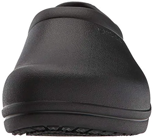 Crocs Men's and Women's On The Clock Clog | Slip Resistant Work Shoes, Black, 11 Women / 9 Men