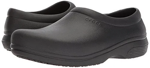 Crocs Men's and Women's On The Clock Clog | Slip Resistant Work Shoes, Black, 11 Women / 9 Men