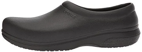 Crocs Men's and Women's On The Clock Clog | Slip Resistant Work Shoes, Black, 11 Women / 9 Men