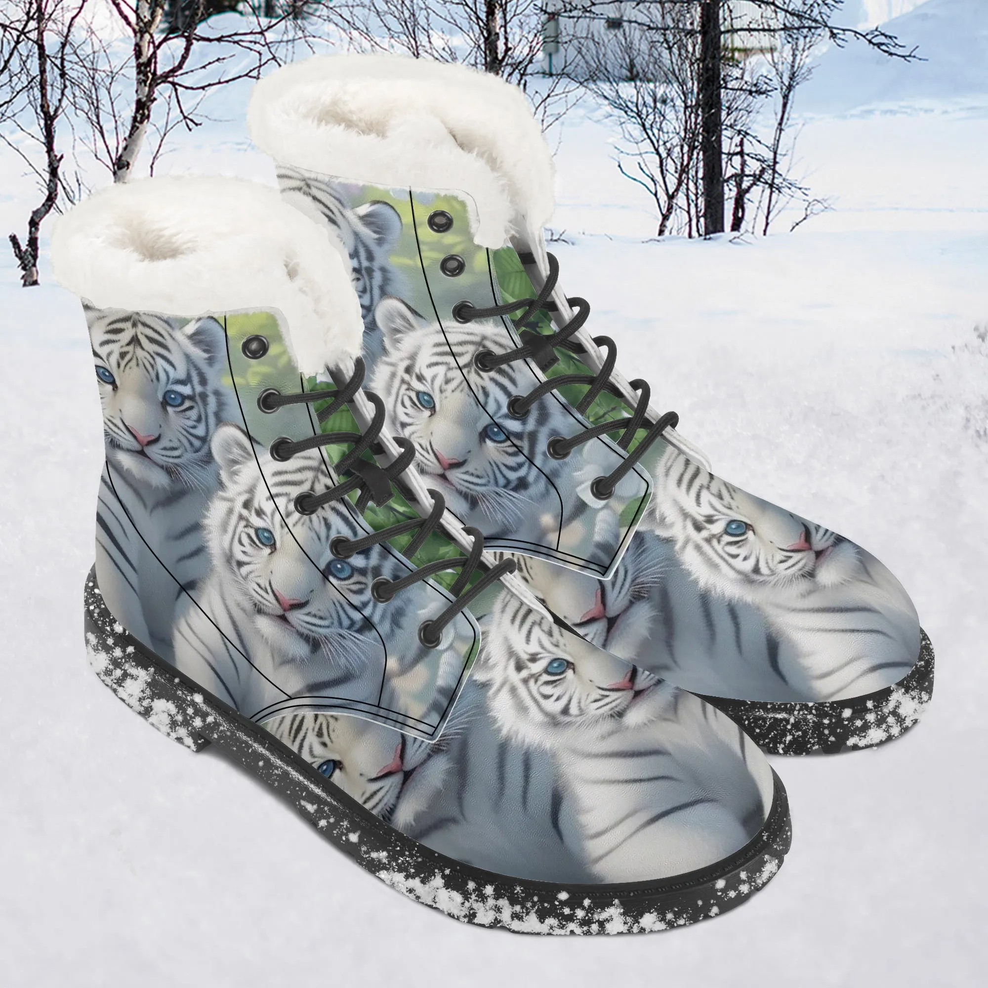 Cute Cubs Faux Fur Leather Boots