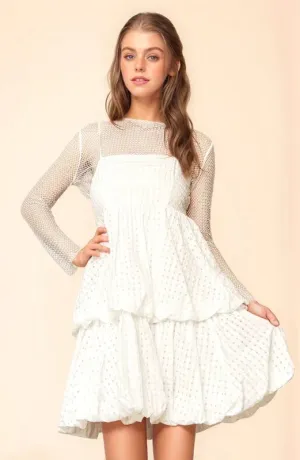 Davi & Dani Checker Print Side Pockets Textured Mini Dress