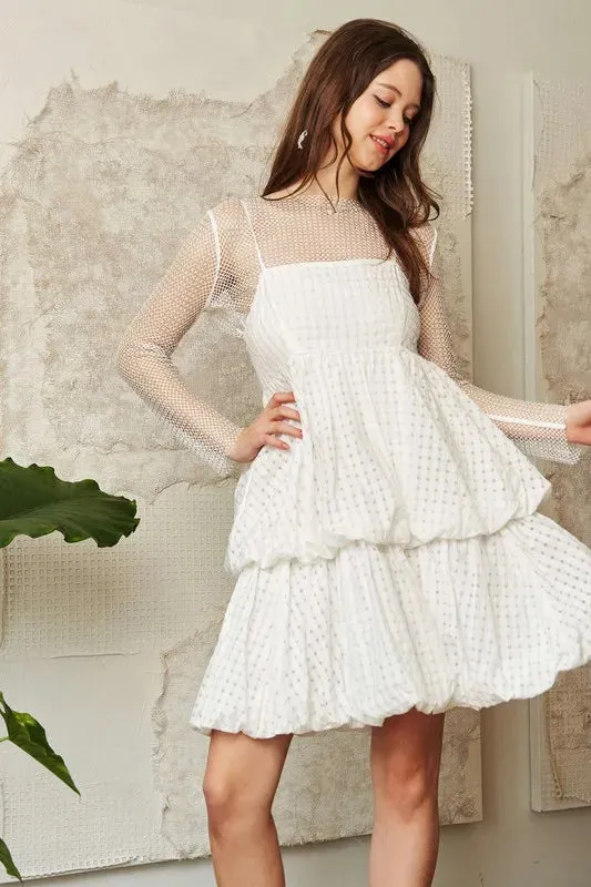Davi & Dani Checker Print Side Pockets Textured Mini Dress