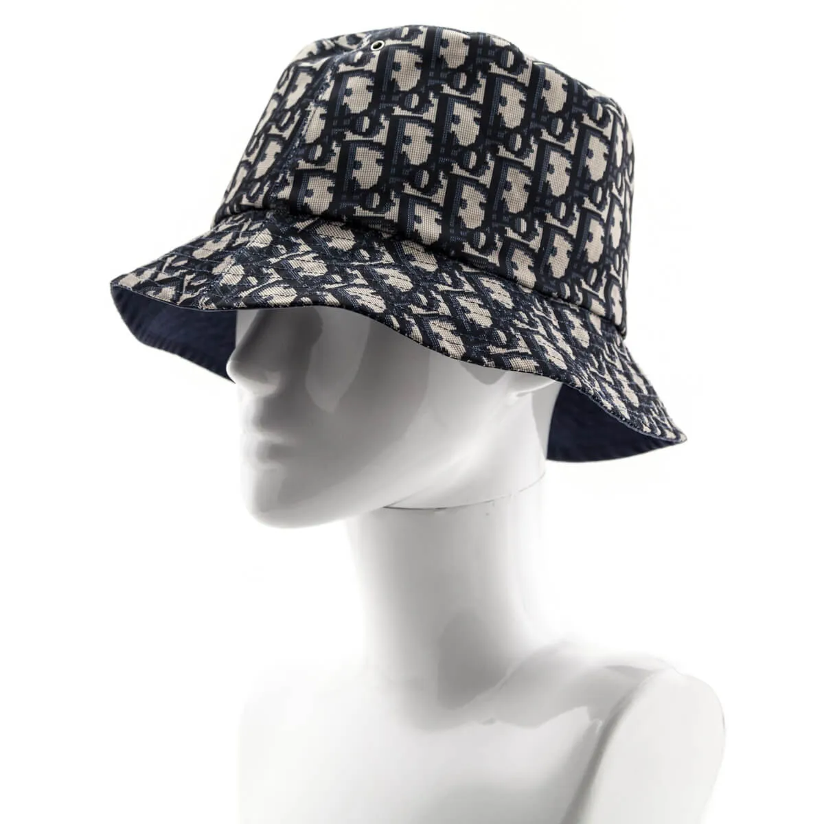Dior Navy Oblique Reversible Teddy D Small Brim Bucket Hat