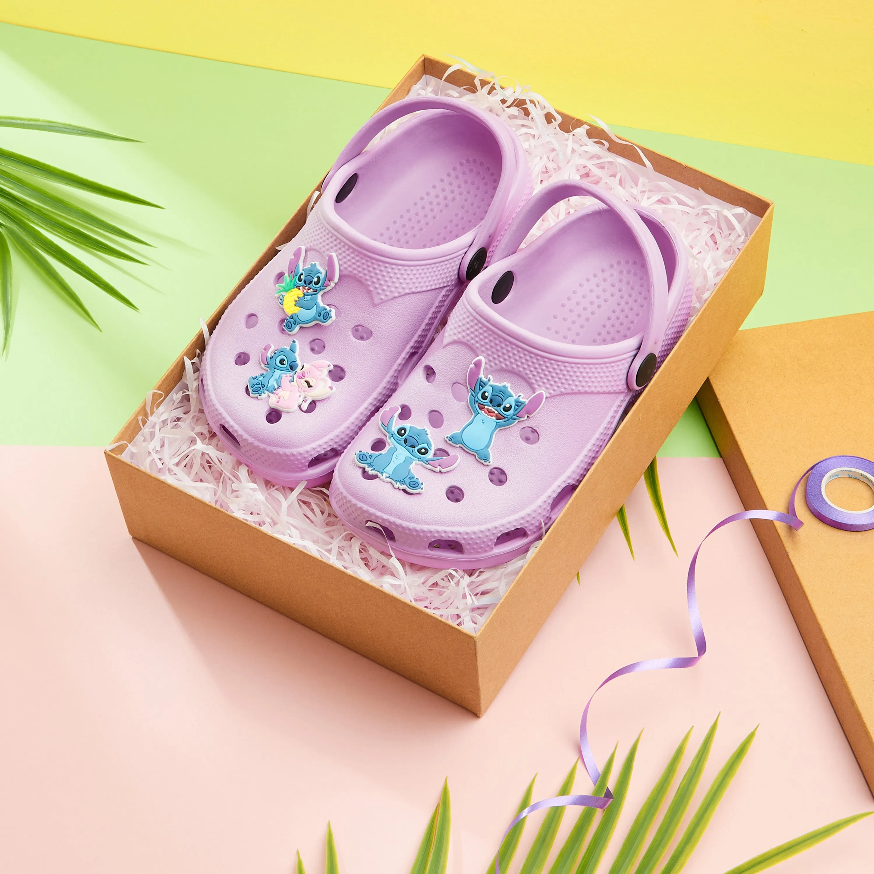 Disney Girls Clogs with Removable Rubber Charms - Stitch