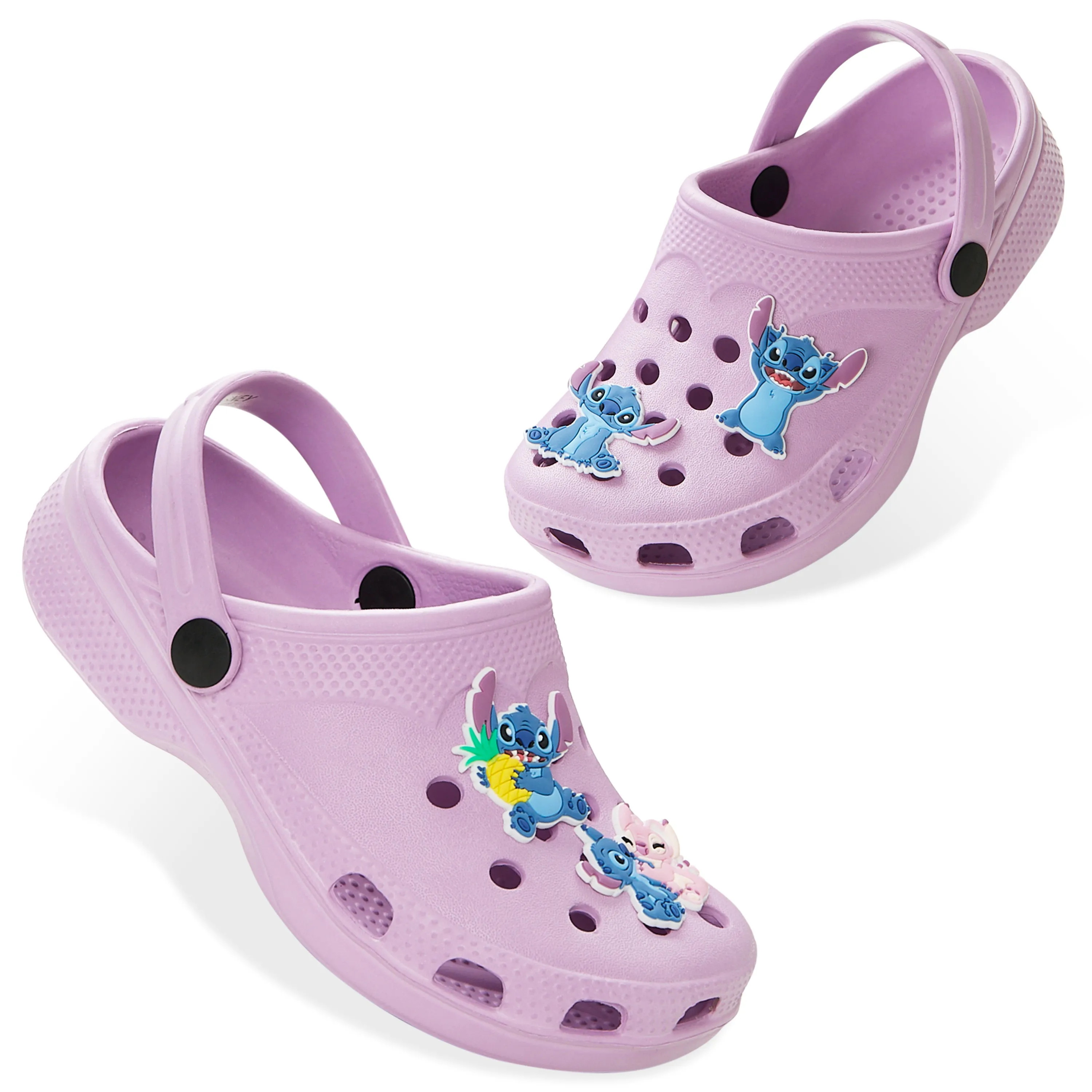 Disney Girls Clogs with Removable Rubber Charms - Stitch