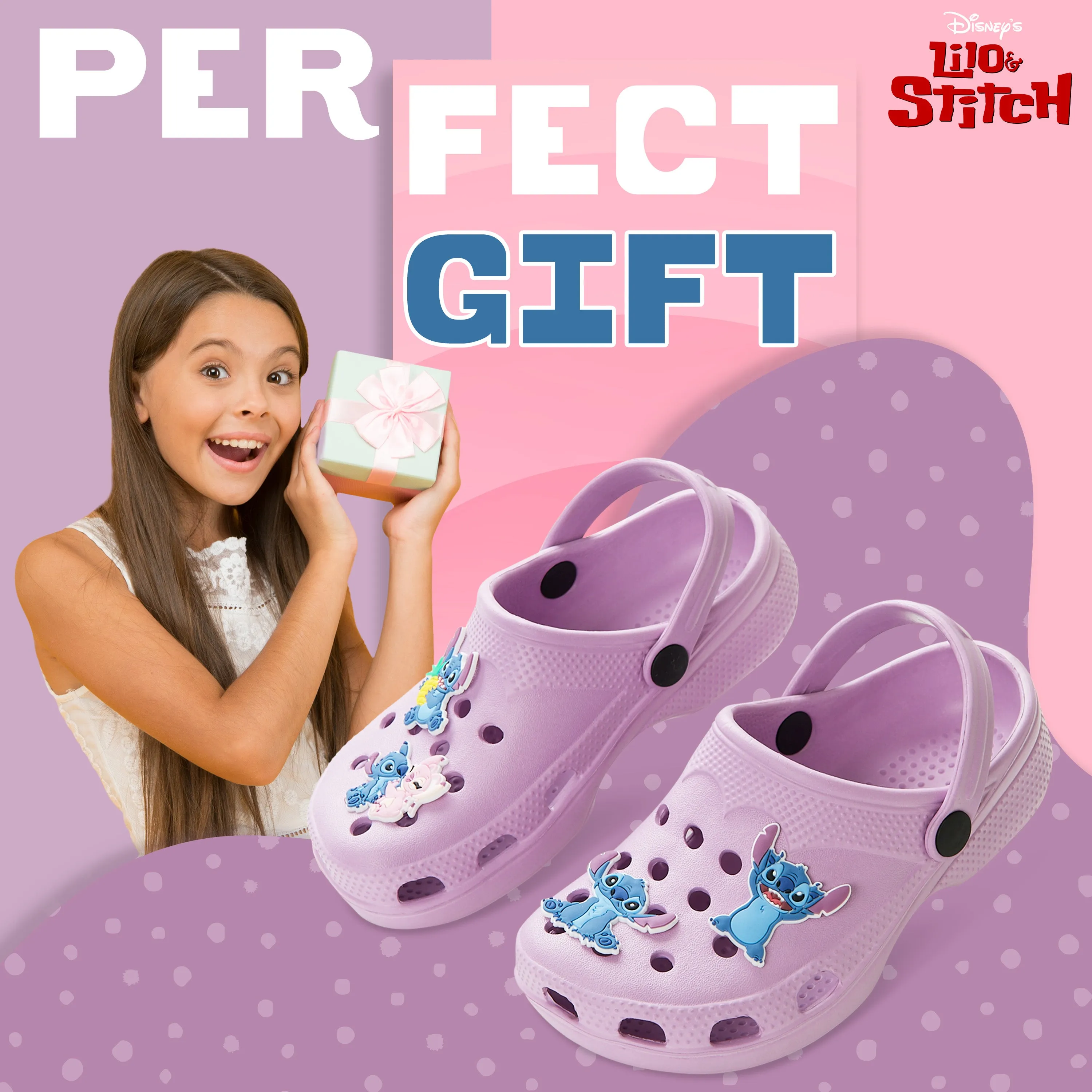 Disney Girls Clogs with Removable Rubber Charms - Stitch