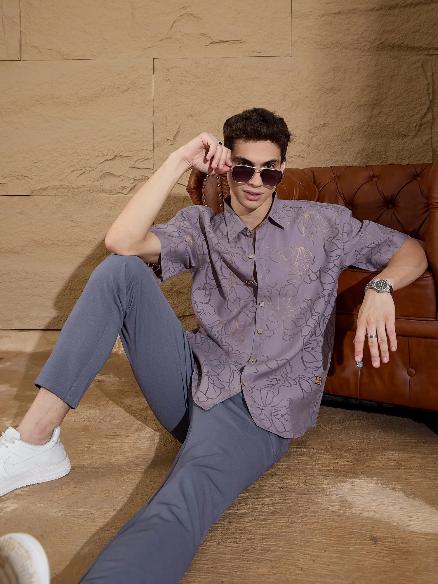 Dusty Blue: Textured Stretchable Chinos