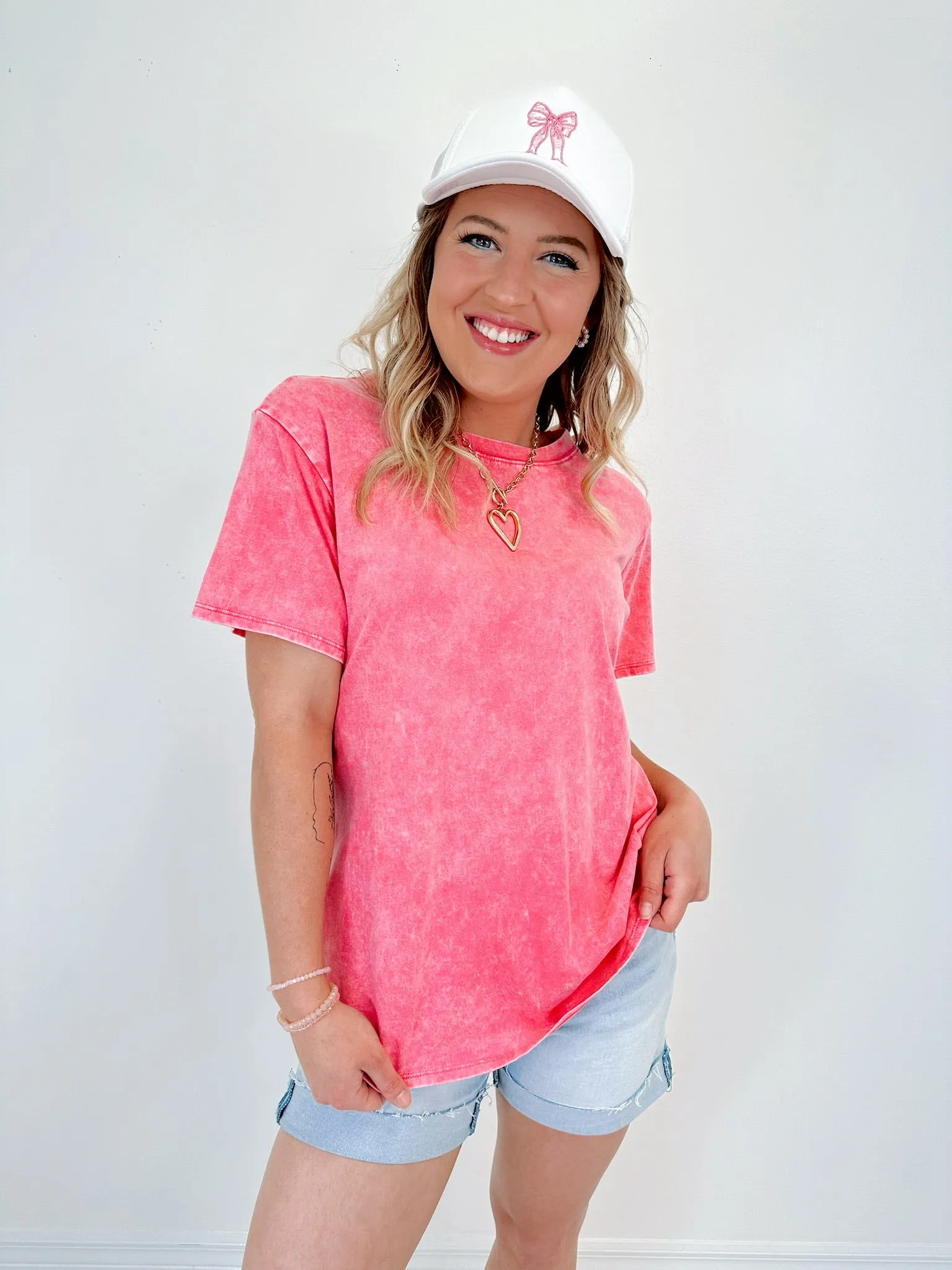 Emy Essential Mineral Washed Tee - Pink