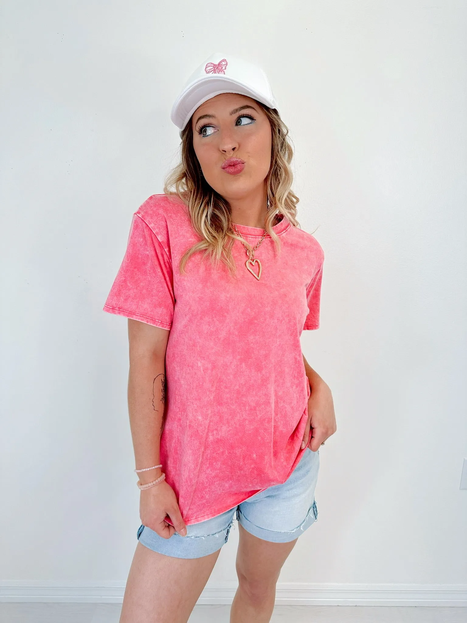 Emy Essential Mineral Washed Tee - Pink