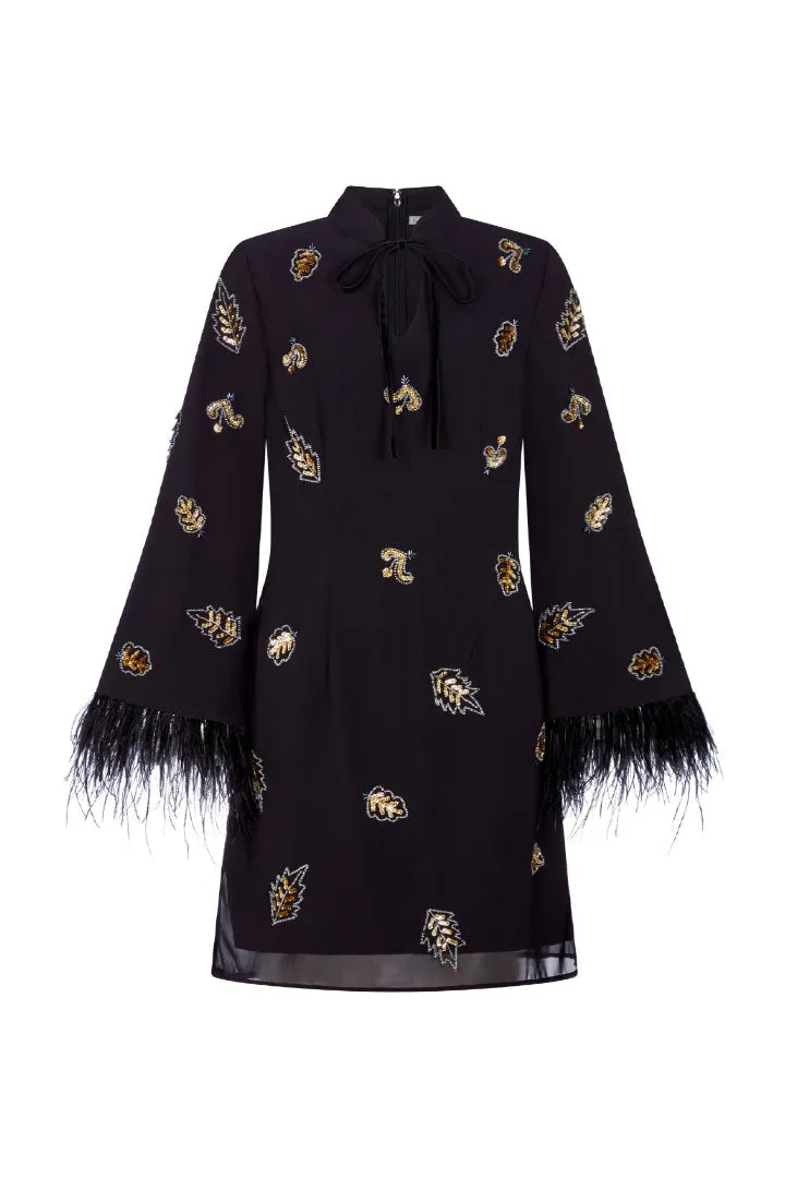Etta Embelished Feather Mini Dress
