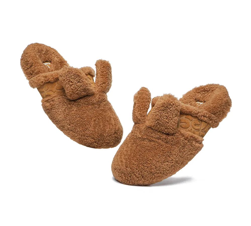 EVERAU® UGG Slippers Women Sheepskin Wool Fluffy Bunny