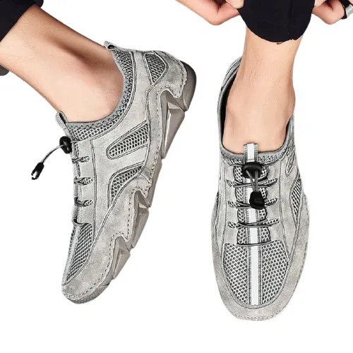 Fashion Casual Shoes Leather with mesh inserts for Men / Flat Sneakers Breathable
