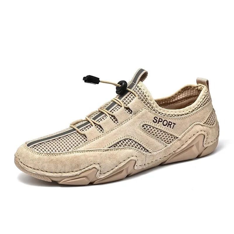 Fashion Casual Shoes Leather with mesh inserts for Men / Flat Sneakers Breathable