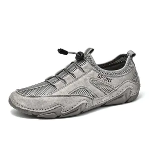 Fashion Casual Shoes Leather with mesh inserts for Men / Flat Sneakers Breathable